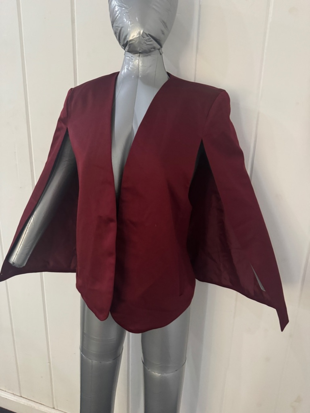 Forever 21 Burgundy Open-Front Cape Blazer